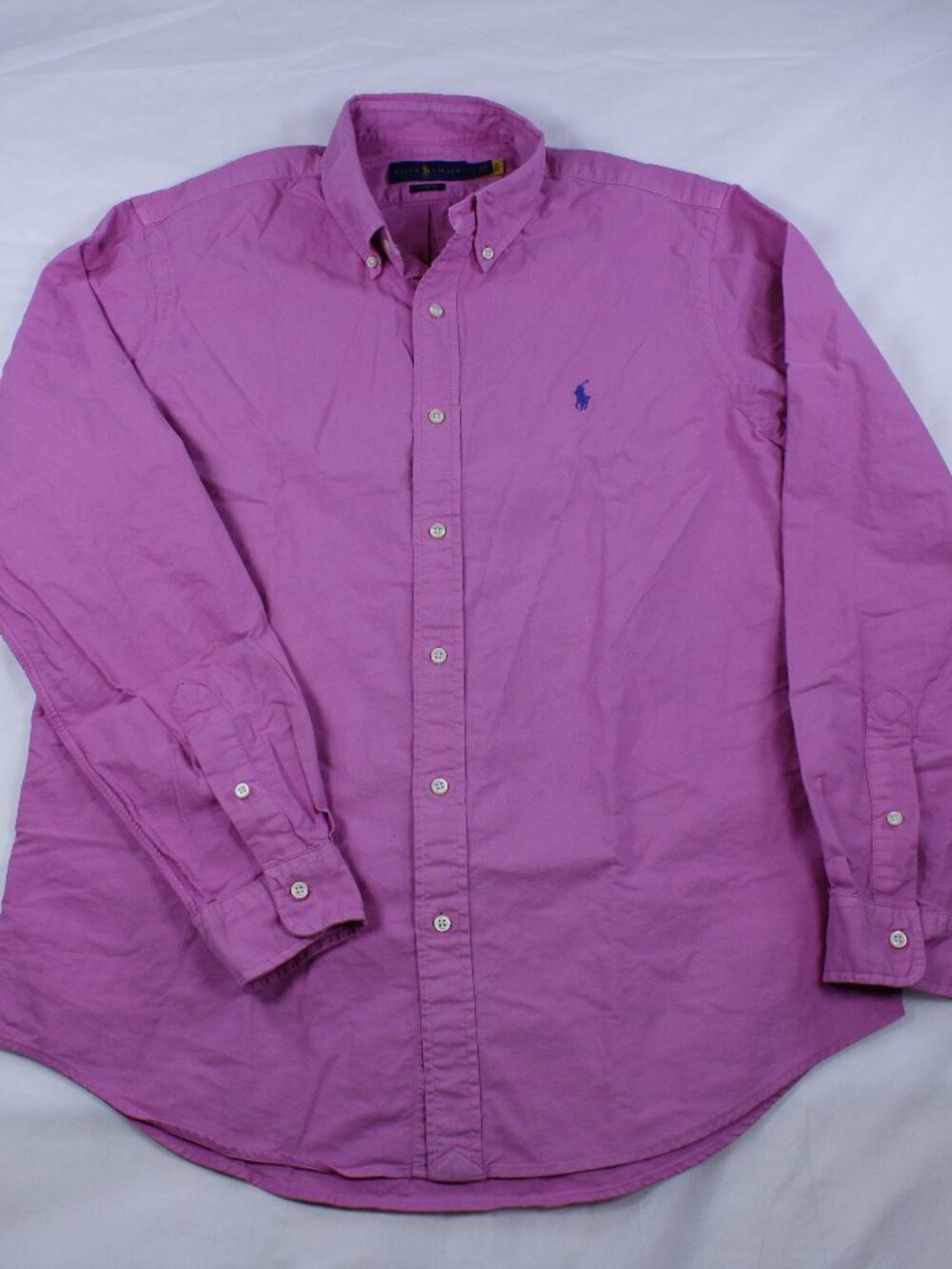 Polo Ralph Lauren Oxford Shirt - Pink with Blue Logo - Size L